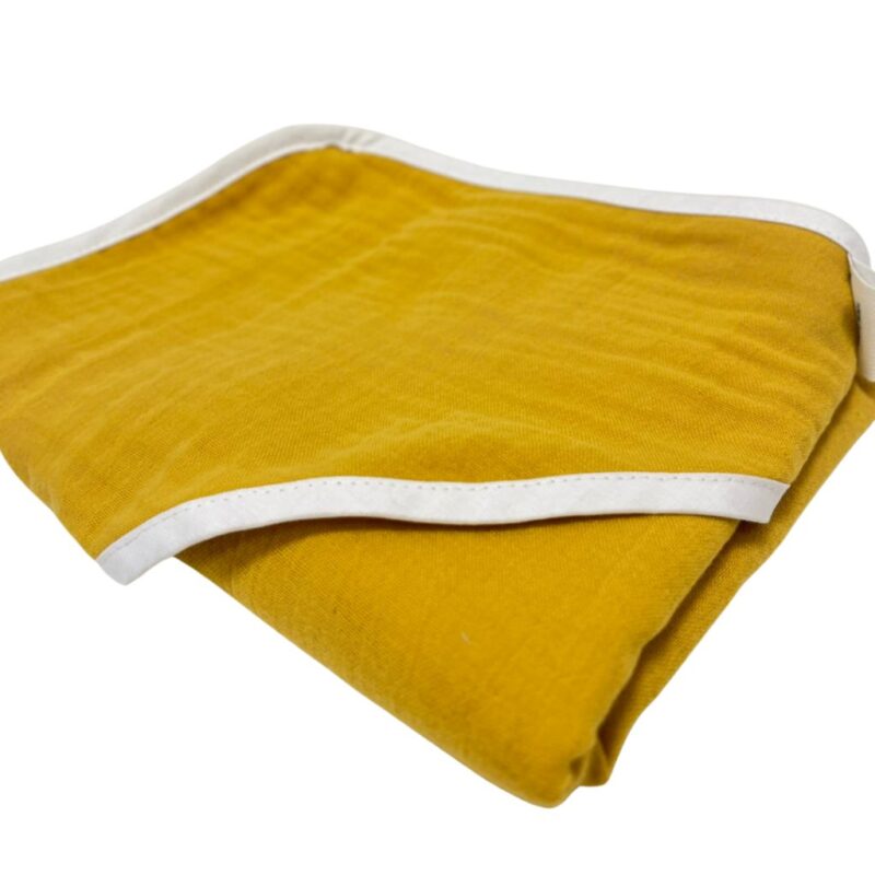 Ręcznik kąpielowy muślinowy Premium z kapturkiem Yellow