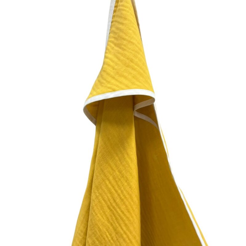 Ręcznik kąpielowy muślinowy Premium z kapturkiem Yellow - obrazek 2