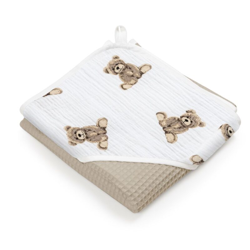 Ręcznik kąpielowy mokka z kapturkiem Sweet Teddy