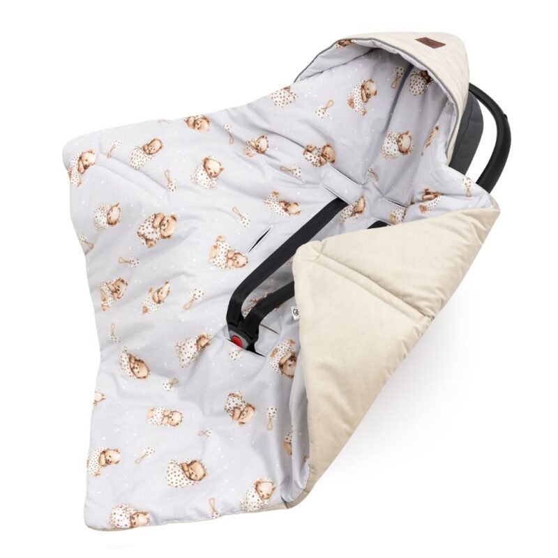 Otulacz do fotelika samochodowego - Sleeping Teddy Bear velvet cappucino