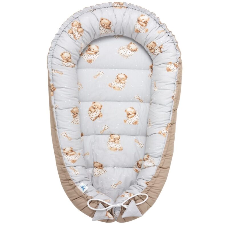 Wyprawka niemowlęca 6-elementowa - Sleeping Teddy Bear cappucino - bawełna - obrazek 2