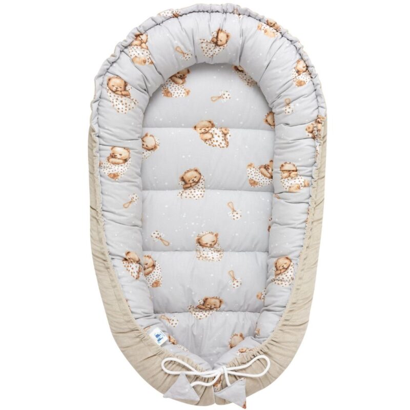 Wyprawka niemowlęca 5-elementowa - Sleeping Teddy Bear cappucino - bawełna/velvet - obrazek 2