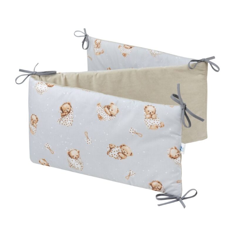 Ochraniacz do łóżeczka Sleeping Teddy Bear z velvetem cappucino