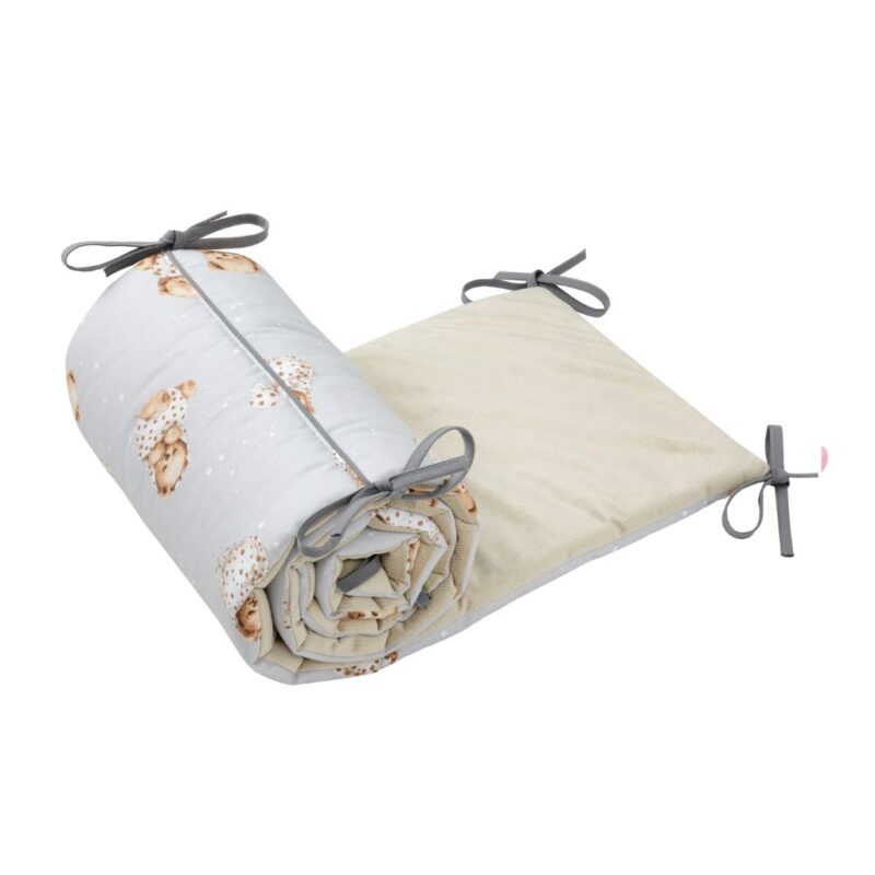 Ochraniacz do łóżeczka Sleeping Teddy Bear z velvetem cappucino - obrazek 2