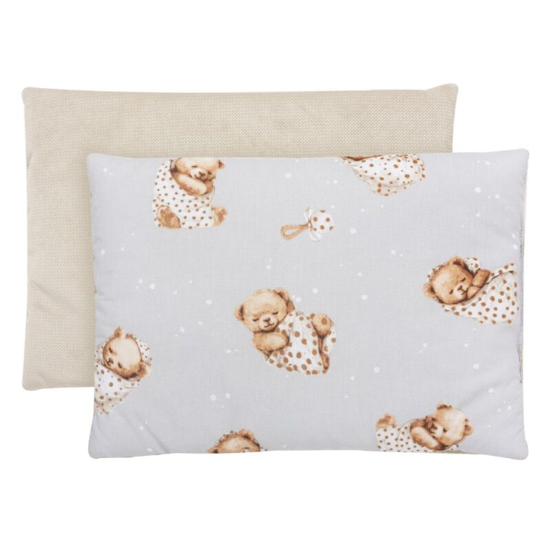Poduszka płaska 25×35 - Sleeping Teddy Bear cappucino - bawełna/velvet