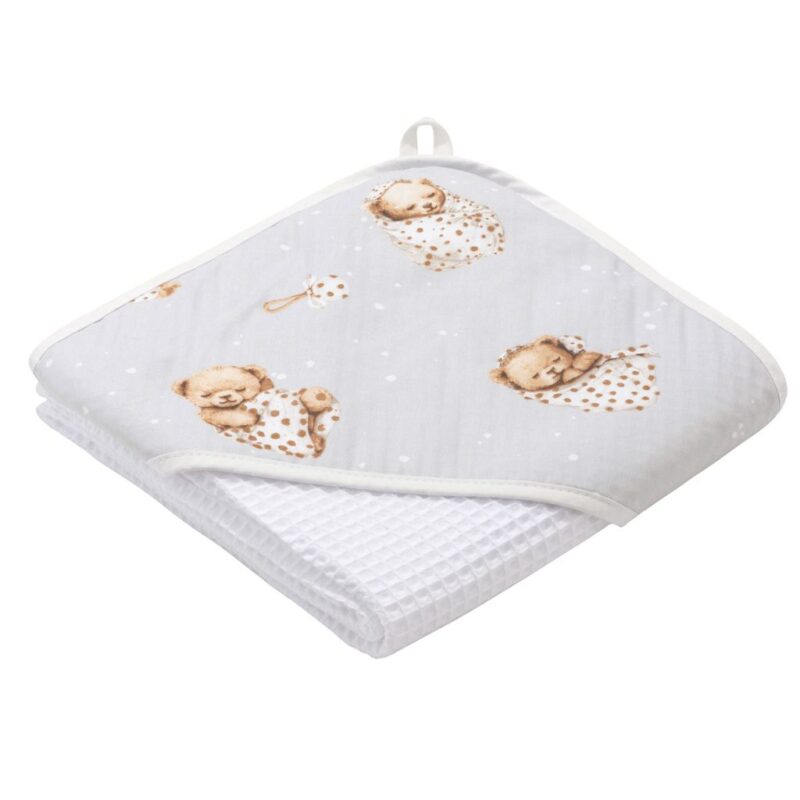 Ręcznik kąpielowy ivory z kapturkiem Sleeping Teddy Bear