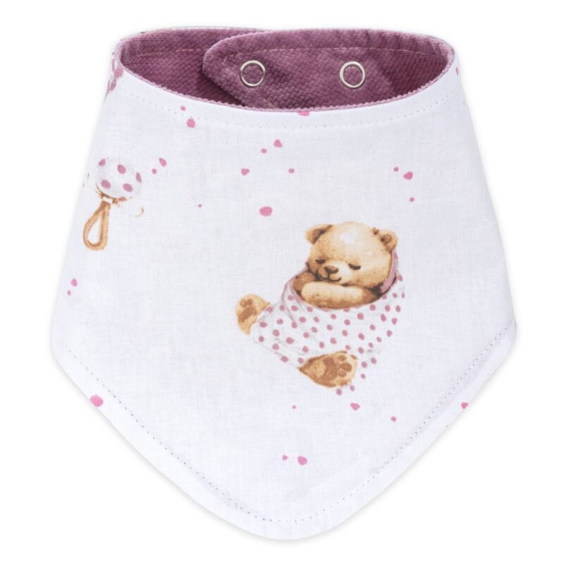 Apaszka dwustronna White Sleeping Teddy Bear z velvetem