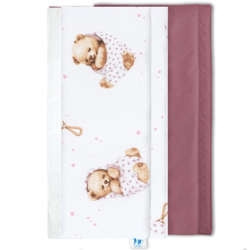 Ochraniacz na pałąk do wózka spacerowego White Sleeping Teddy Bear z velvetem - obrazek 2