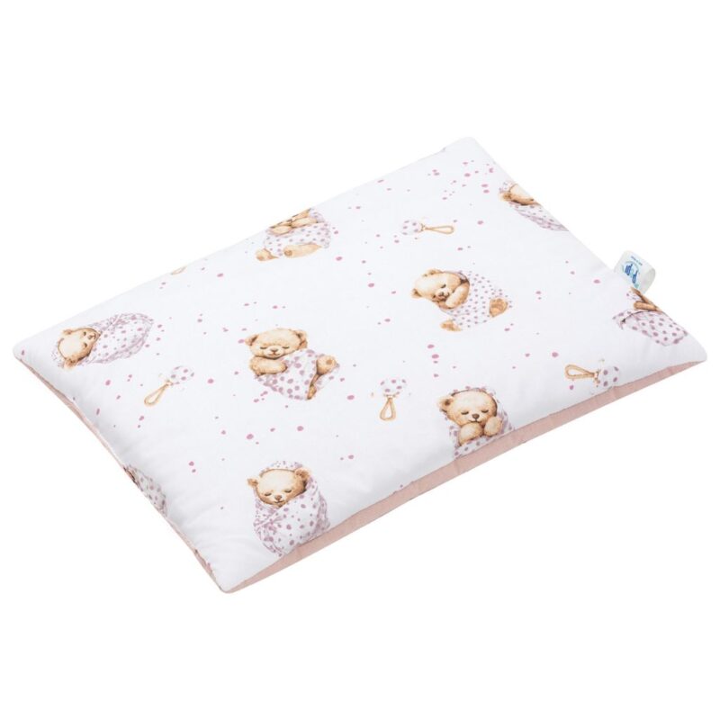 Poduszka płaska 30×40 - White Sleeping Teddy Bear - bawełna