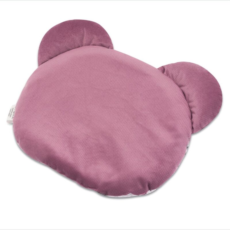 Poduszka płaska MIŚ White Sleeping Teddy Bear z velvetem old rosa - obrazek 2