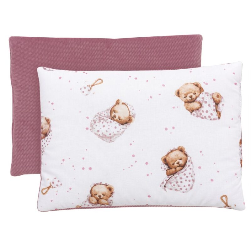 Poduszka płaska 25×35 - White Sleeping Teddy Bear - bawełna/velvet