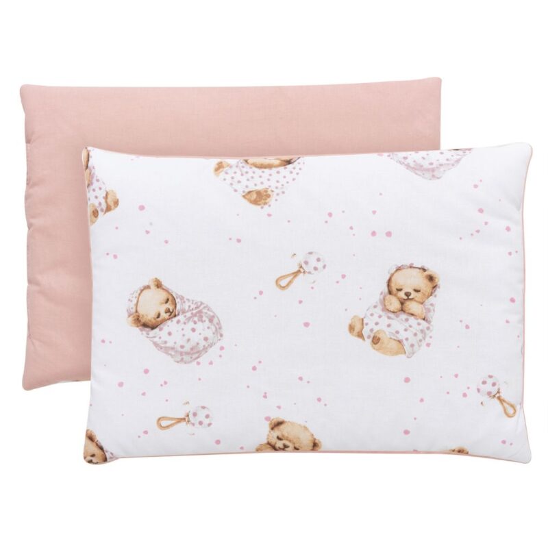 Poduszka płaska 25×35 - White Sleeping Teddy Bear - bawełna