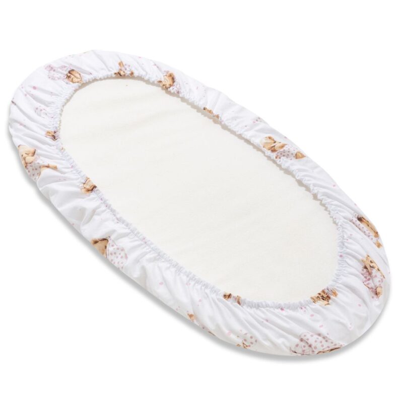 Prześcieradło z gumką do gondoli White Sleeping Teddy Bear - obrazek 3