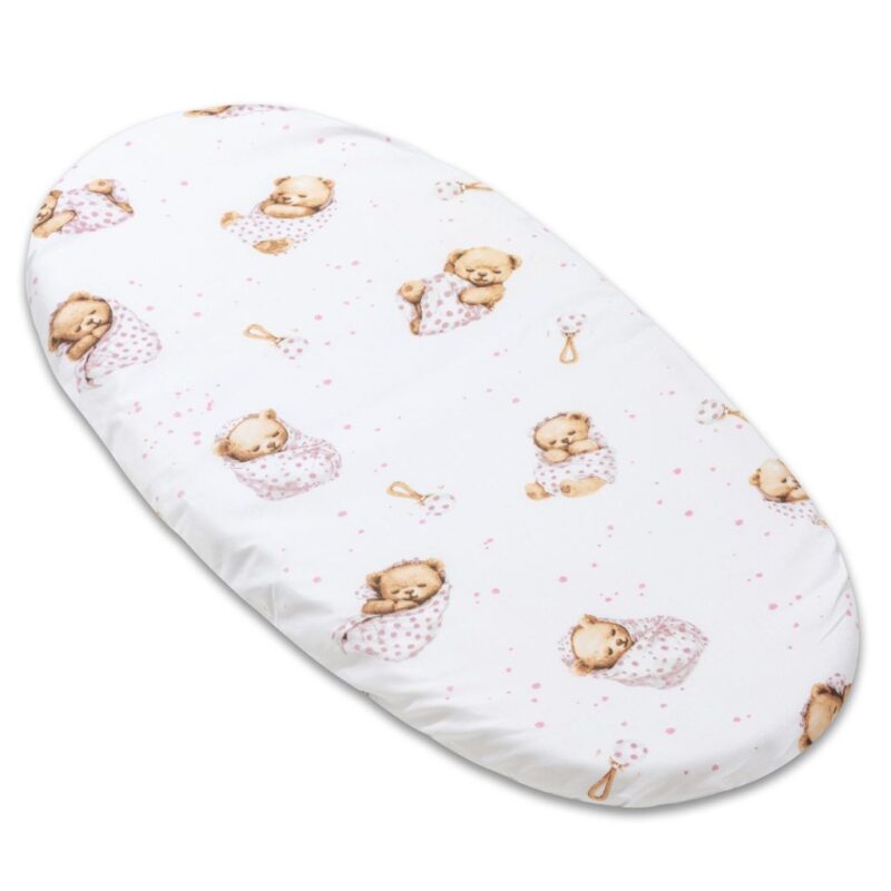 Prześcieradło z gumką do gondoli White Sleeping Teddy Bear