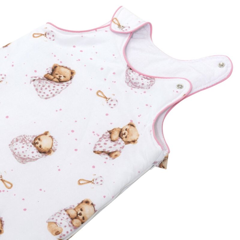 Śpiworek bawełniany do spania White Sleeping Teddy Bear - obrazek 3