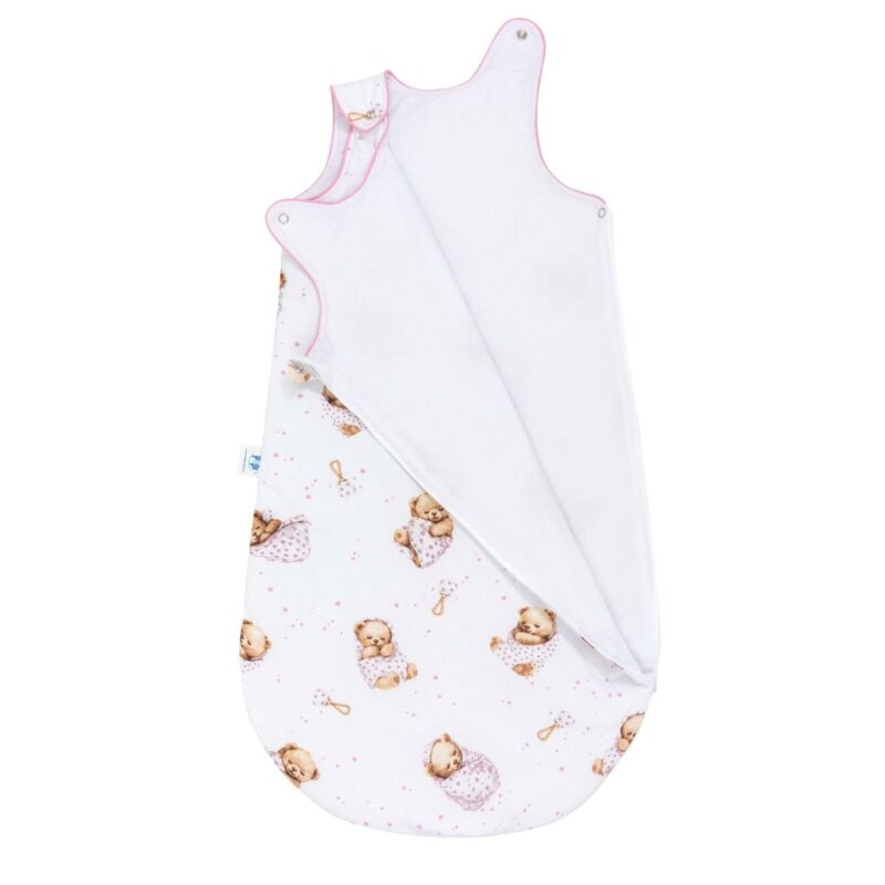 Śpiworek bawełniany do spania White Sleeping Teddy Bear - obrazek 2