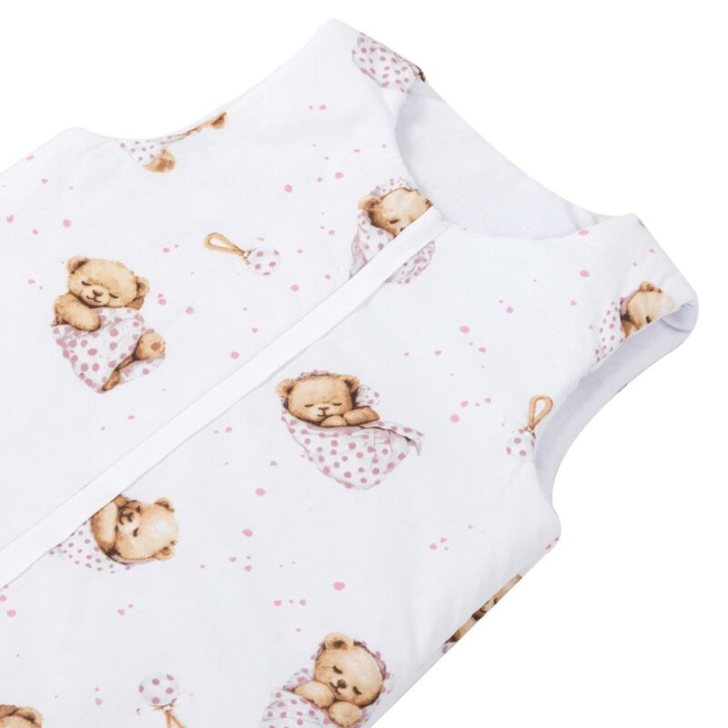 Śpiworek bawełniany z nogawkami do spania White Sleeping Teddy Bear - obrazek 2