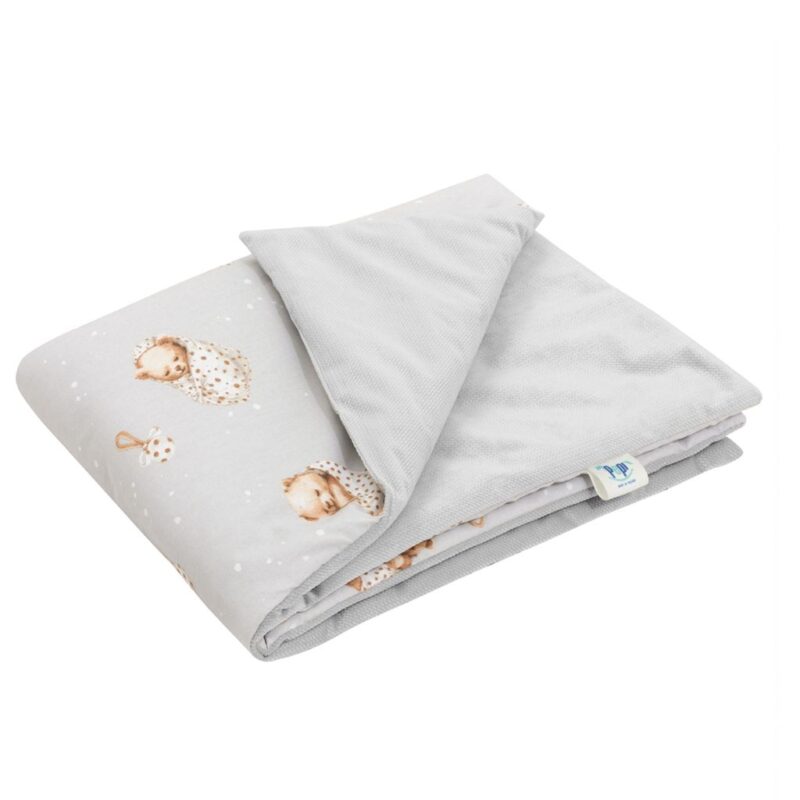 Zestaw poduszka 25x35 i kocyk 55x75 - Sleeping Teddy Bear - bawełna/velvet - obrazek 2