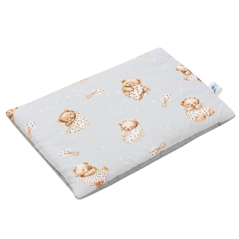 Zestaw poduszka 25x35 i kocyk 55x75 - Sleeping Teddy Bear - bawełna/velvet - obrazek 3