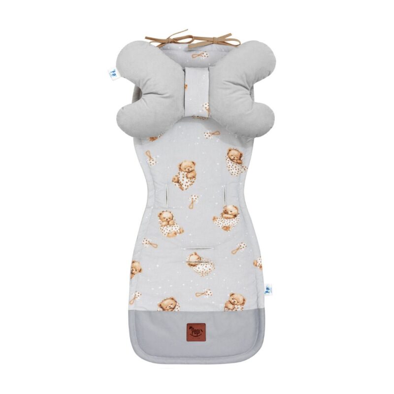 Wkładka do spacerówki - zestaw 5w1 - Sleeping Teddy Bear - bawełna/velvet - obrazek 2