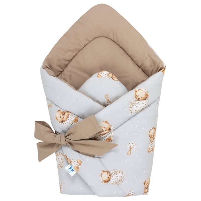 Rożek otulacz - Sleeping Teddy Bear cappucino - bawełna