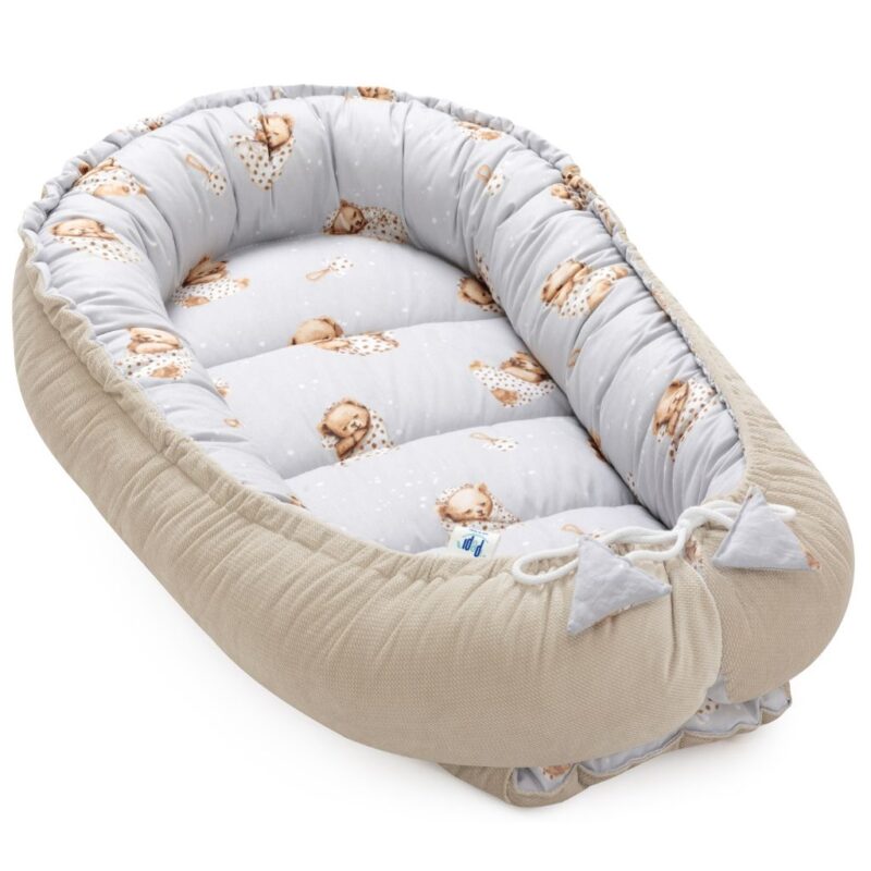 Kokon - Sleeping Teddy Bear cappucino - bawełna/velvet