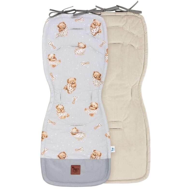 Wkładka do spacerówki - zestaw 5w1 - Sleeping Teddy Bear cappucino - bawełna/velvet - obrazek 3
