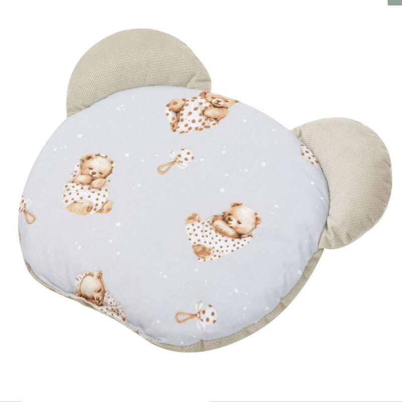 Poduszka płaska MIŚ Sleeping Teddy Bear z velvetem cappucino