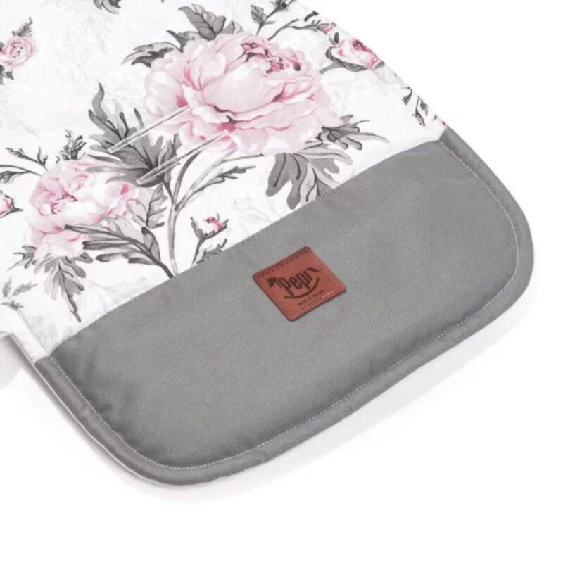 Wkładka do wózka Pink Flowers z velvetem grey - obrazek 2