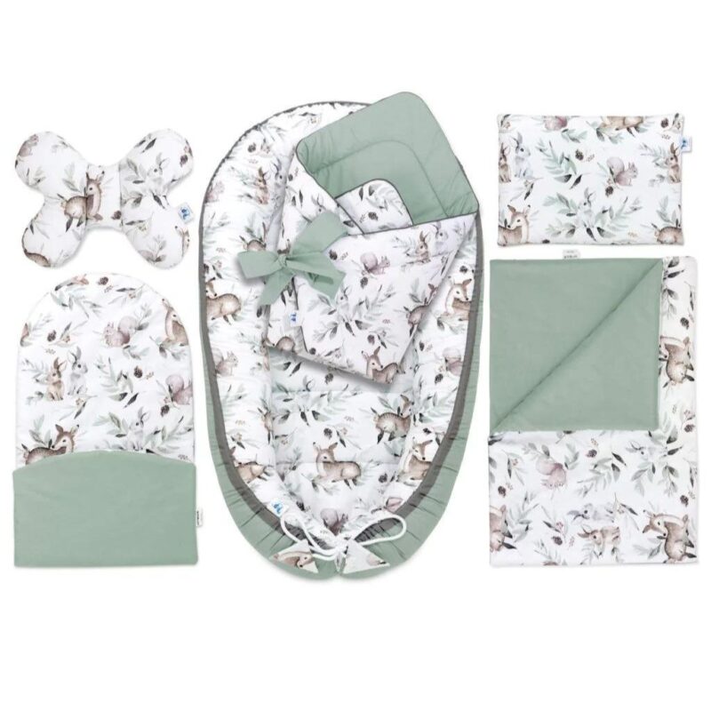 Wyprawka niemowlęca 6-elementowa - Green Groove Sage - bawełna