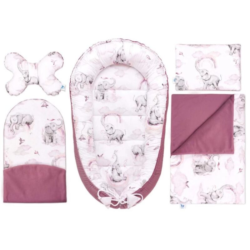 Wyprawka niemowlęca 5-elementowa - Eledreams Pink - bawełna/velvet