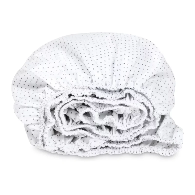 Bawełniane prześcieradło z gumką do łóżeczka 60x120 dots white