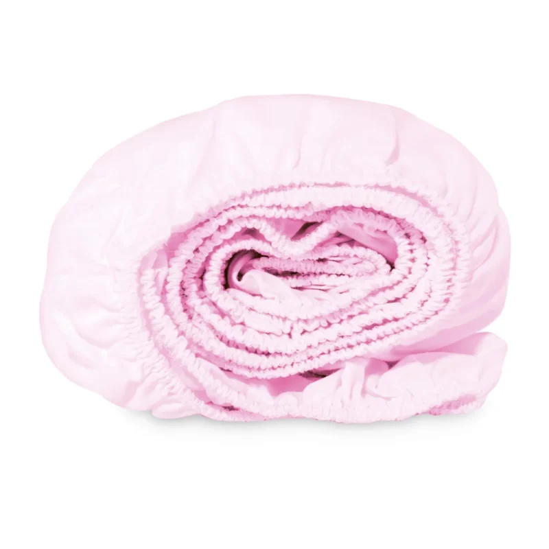 Bawełniane prześcieradło z gumką do łóżeczka 60x120 puder rose