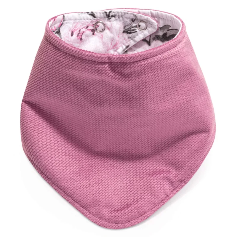 Apaszka dwustronna Pink Flowers z velvetem old rosa - obrazek 2