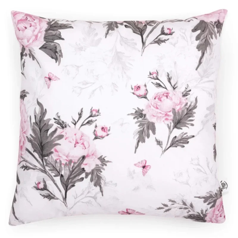 Bawełniana poszewka 40x40 na poduszkę z suwakiem Pink Flowers