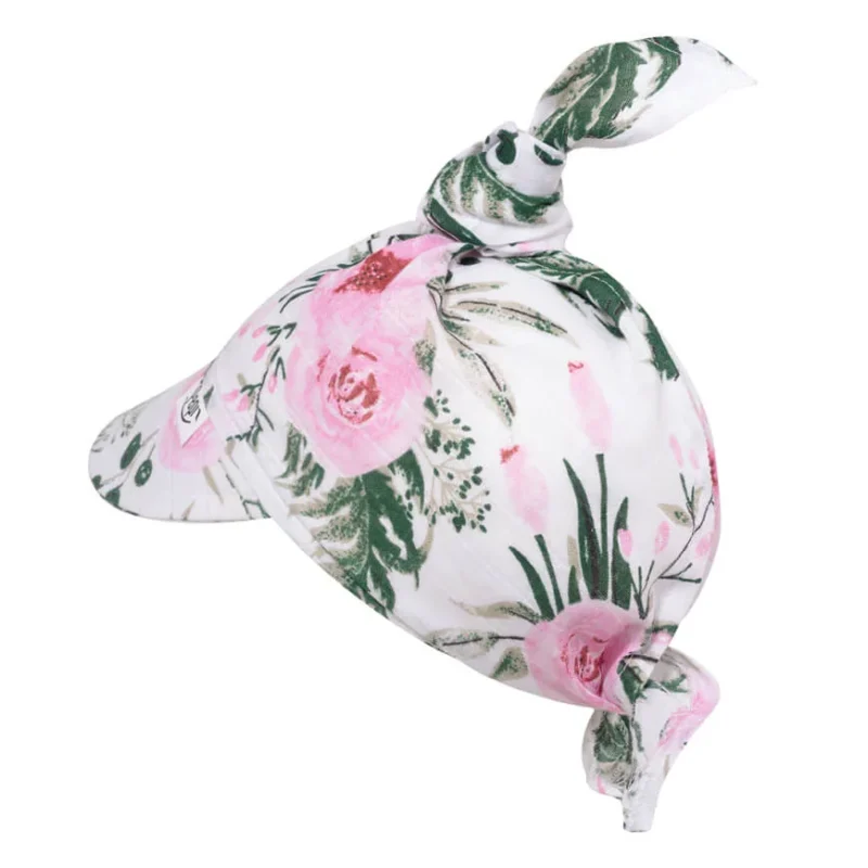 Dziecięca chustka muślinowa z daszkiem M - Garden Rose - obrazek 2