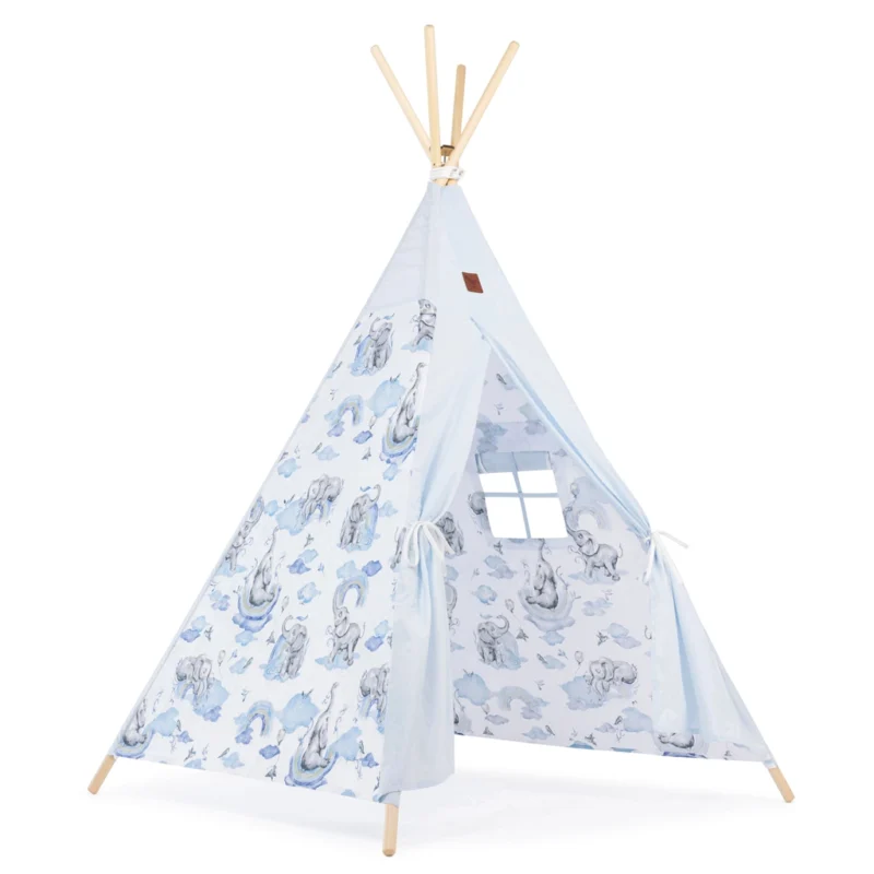 Namiot TIPI dla dzieci Wigwam z okienkiem Eledreams Blue + GRATIS stabilizator