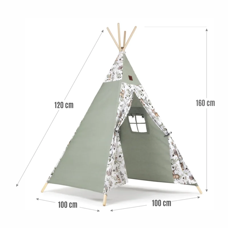 Namiot TIPI dla dzieci Wigwam z okienkiem Green Groove - zestaw z matą + GRATIS stabilizator - obrazek 2