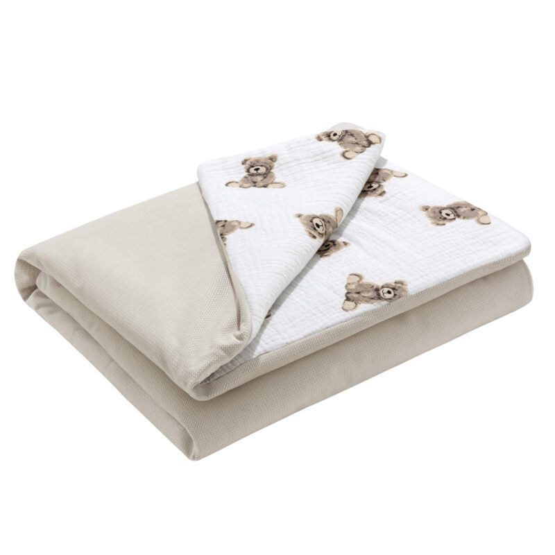 Kocyk 75x100 z muślinu bawełnianego z wypełnieniem Sweet Teddy velvet cappucino