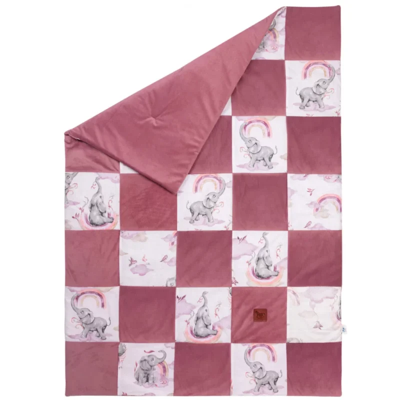 Kołderka patchwork 100×140 Eledreams Pink z velvetem