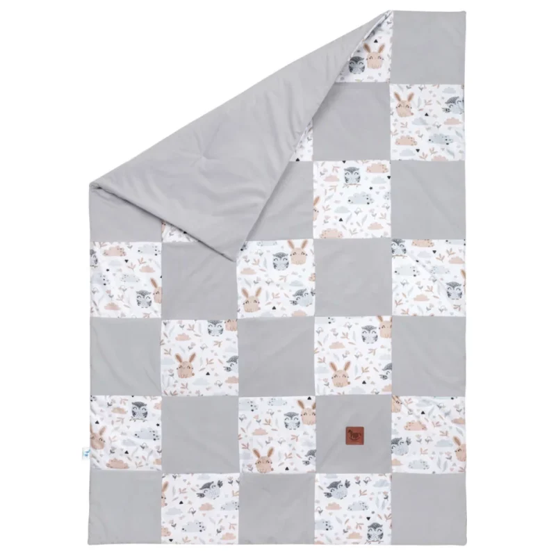 Kołderka patchwork 100×140 Forest Friends z velvetem