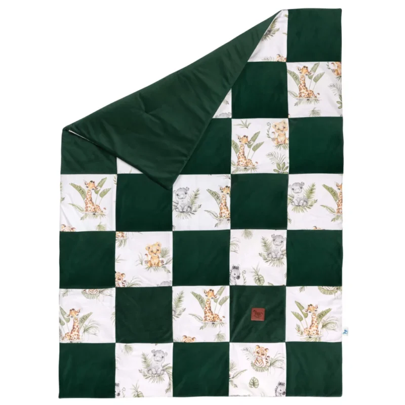 Kołderka patchwork 100×140 Afrimals z velvetem