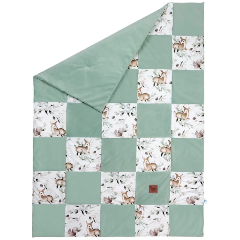 Kołderka patchwork 100×140 Green Groove z velvetem