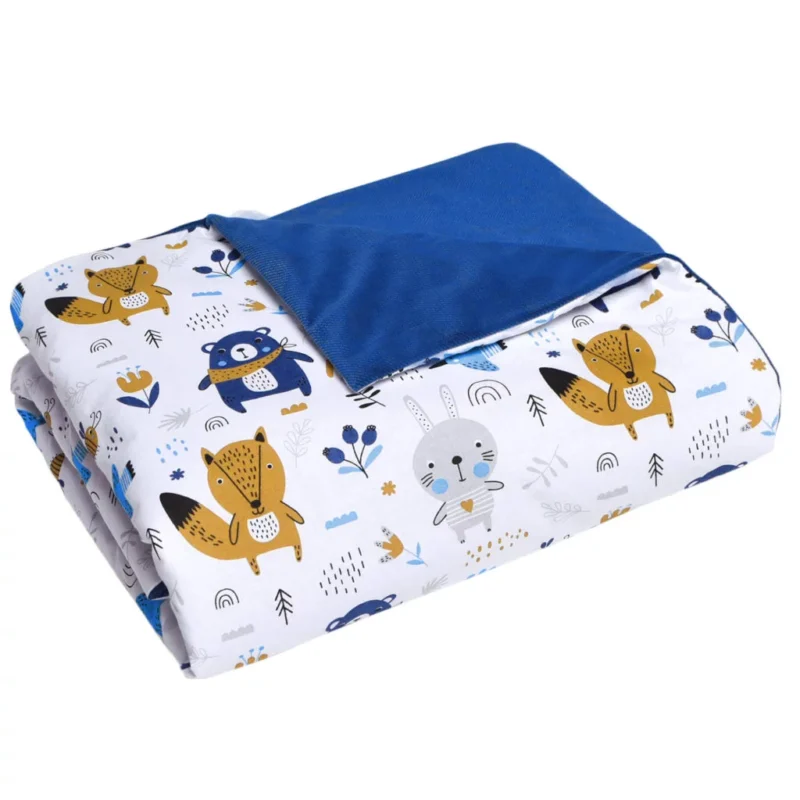 Kocyk bawełniany 75×100 z wypełnieniem blue bear z velvetem granatowym