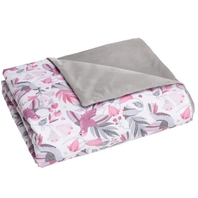 Kołderka 100×135 - Hummingbird grey - bawełna/velvet