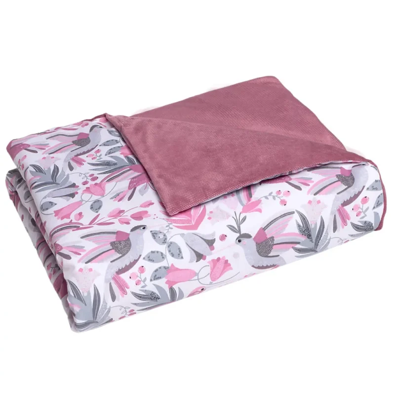 Kocyk bawełniany 75×100 z wypełnieniem Hummingbird z velvetem old rosa