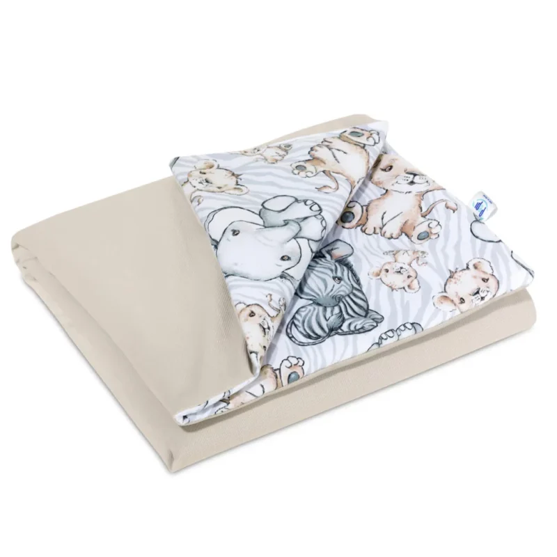 Kocyk bawełniany 75×100 z wypełnieniem safari z velvetem cappucino