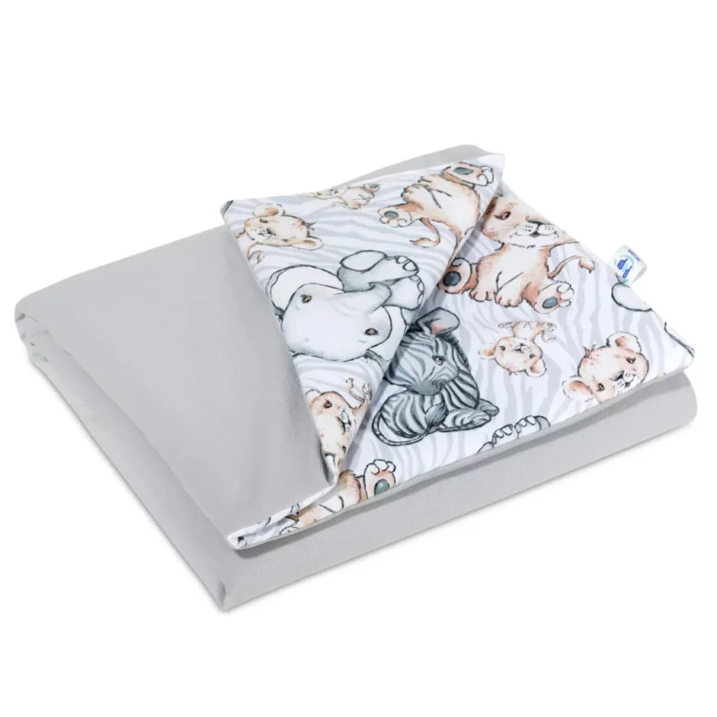 Kocyk bawełniany 55×75 z wypełnieniem Safari z velvetem grey