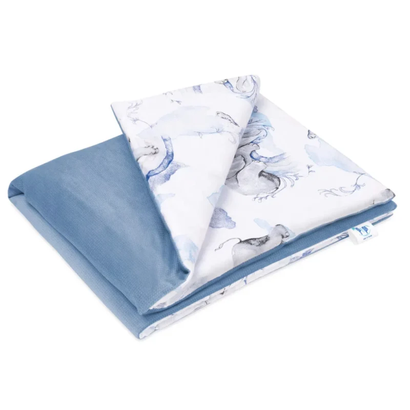 OUTLET***Kocyk bawełniany 55×75 z wypełnieniem Eledreams Blue z velvetem (100)