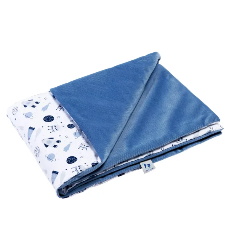 Kocyk bawełniany 55×75 z wypełnieniem Magic space z velvetem jeans